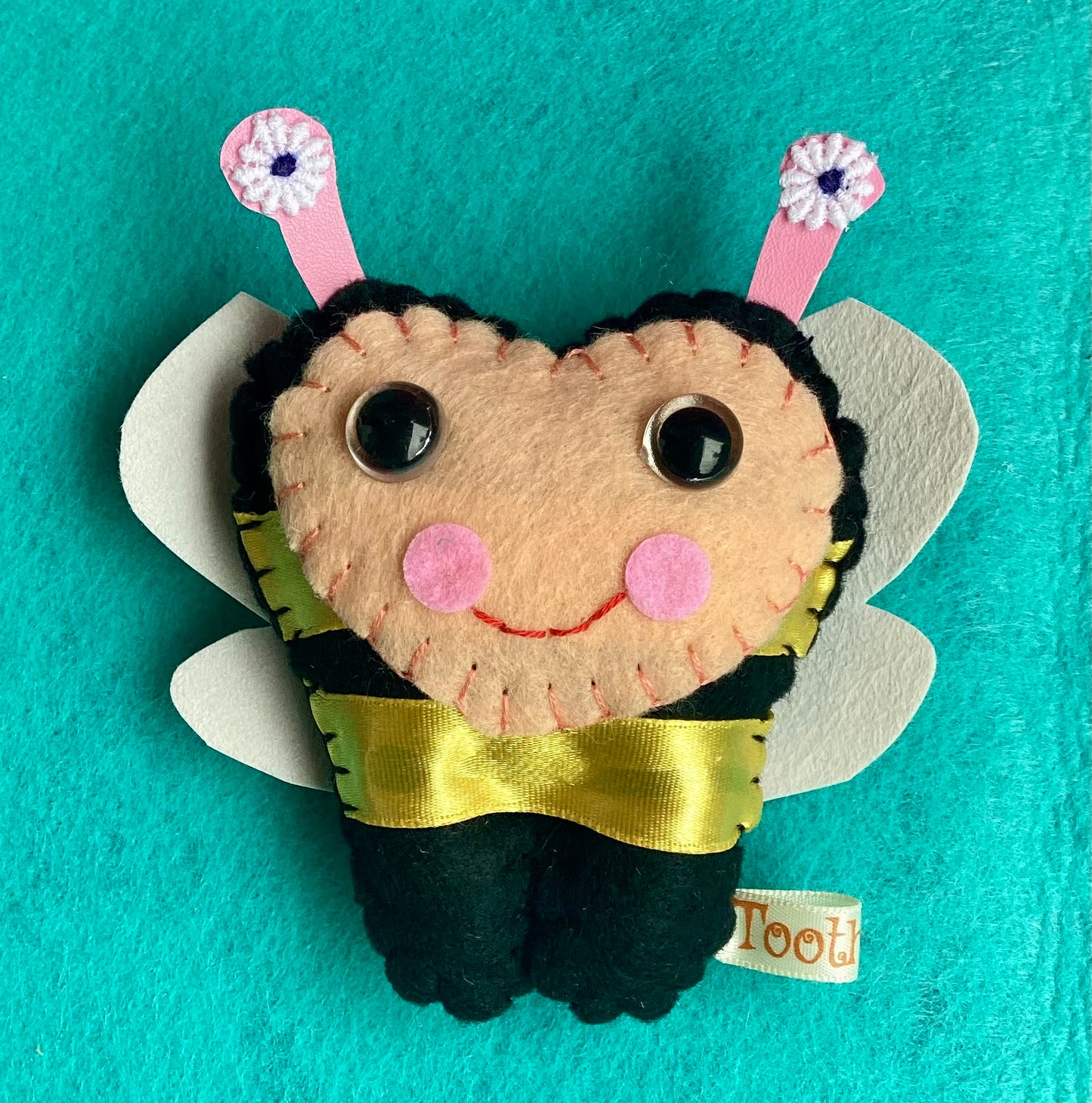 Hand Embroidered Bumblebee Tooth Fairy Pillow