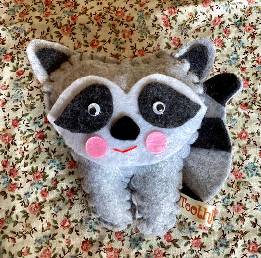 Hand Embroidered Raccoon Tooth Fairy Pillow