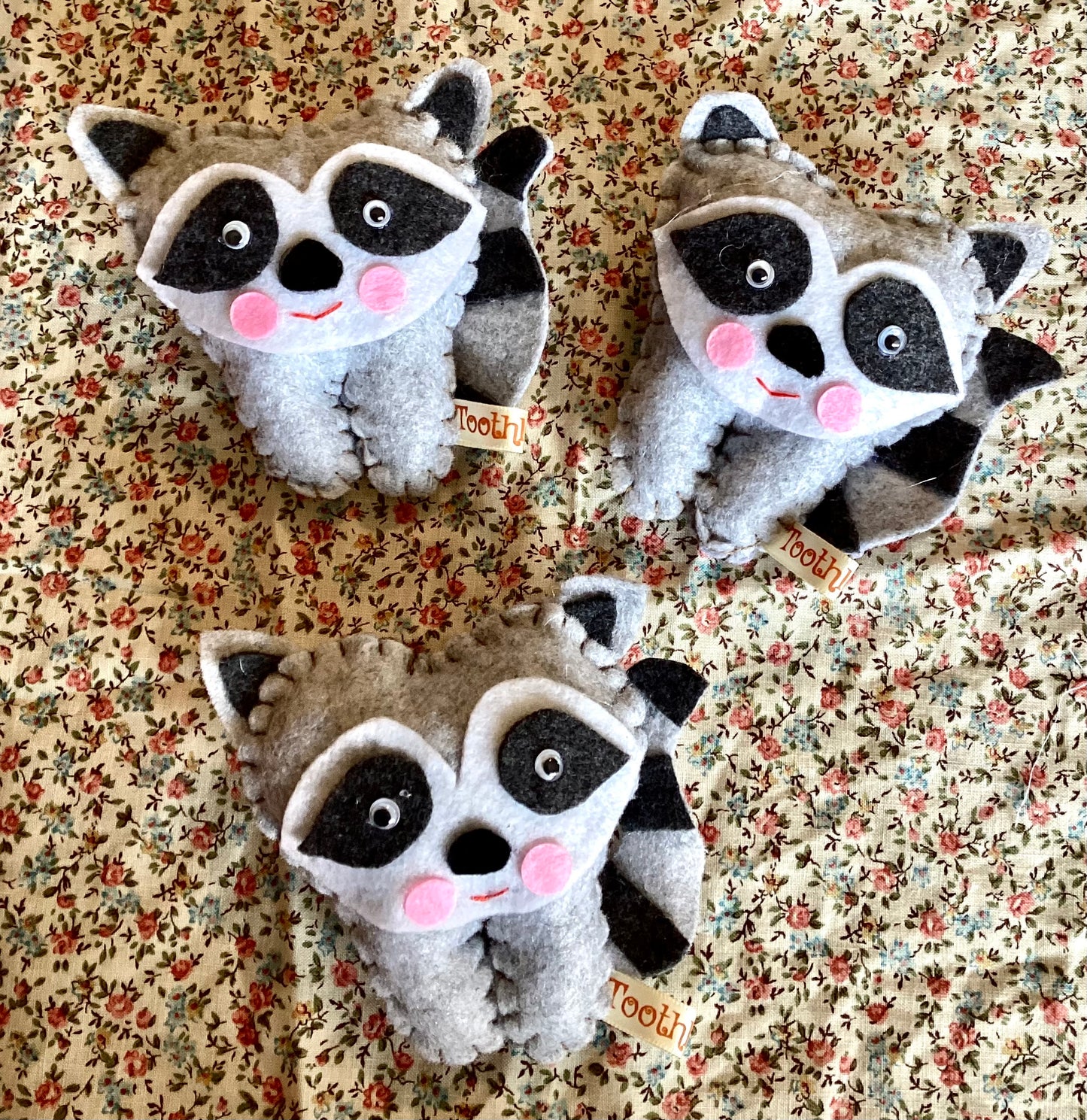 Hand Embroidered Raccoon Tooth Fairy Pillow
