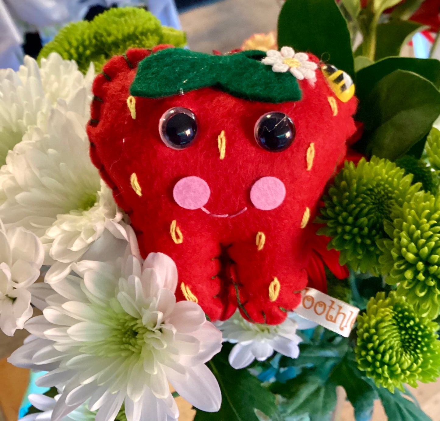 Hand Embroidered Strawberry Tooth Fairy Pillow