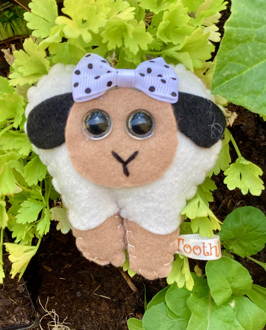 Hand Embroidered Easter Lamb Tooth Fairy Pillow