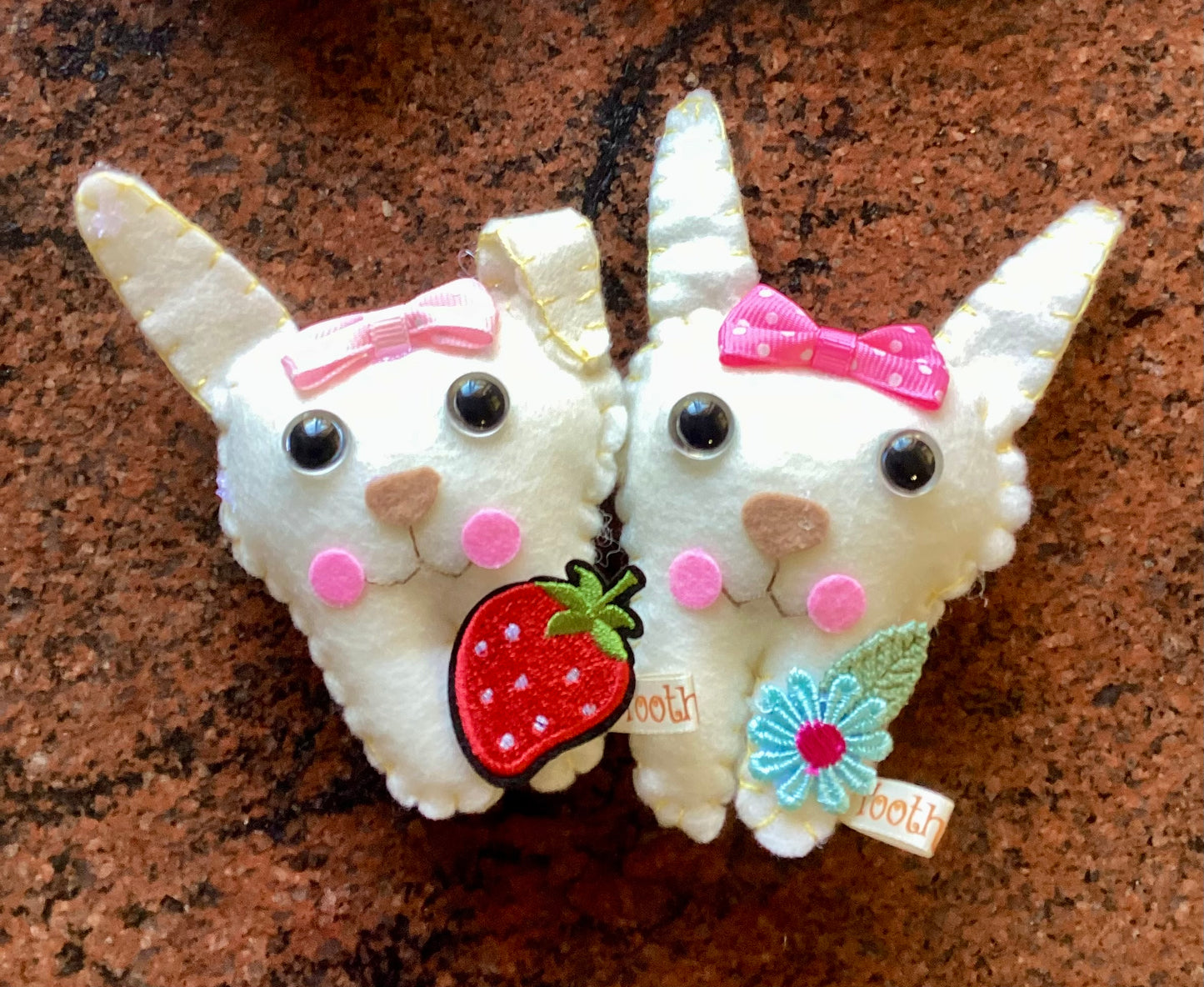 Hand Embroidered Easter Bunny Tooth Fairy Pillow