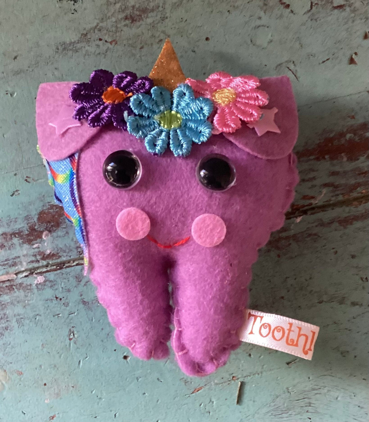 Purple Unicorn Tooth Fairy Pillow – Hand Embroidered